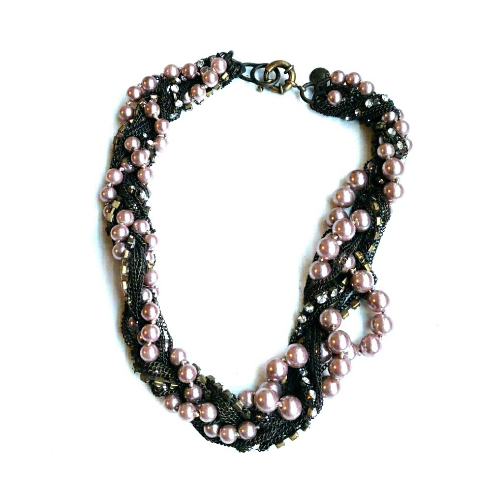 J. Crew chunky lilac pearl multi strand necklace